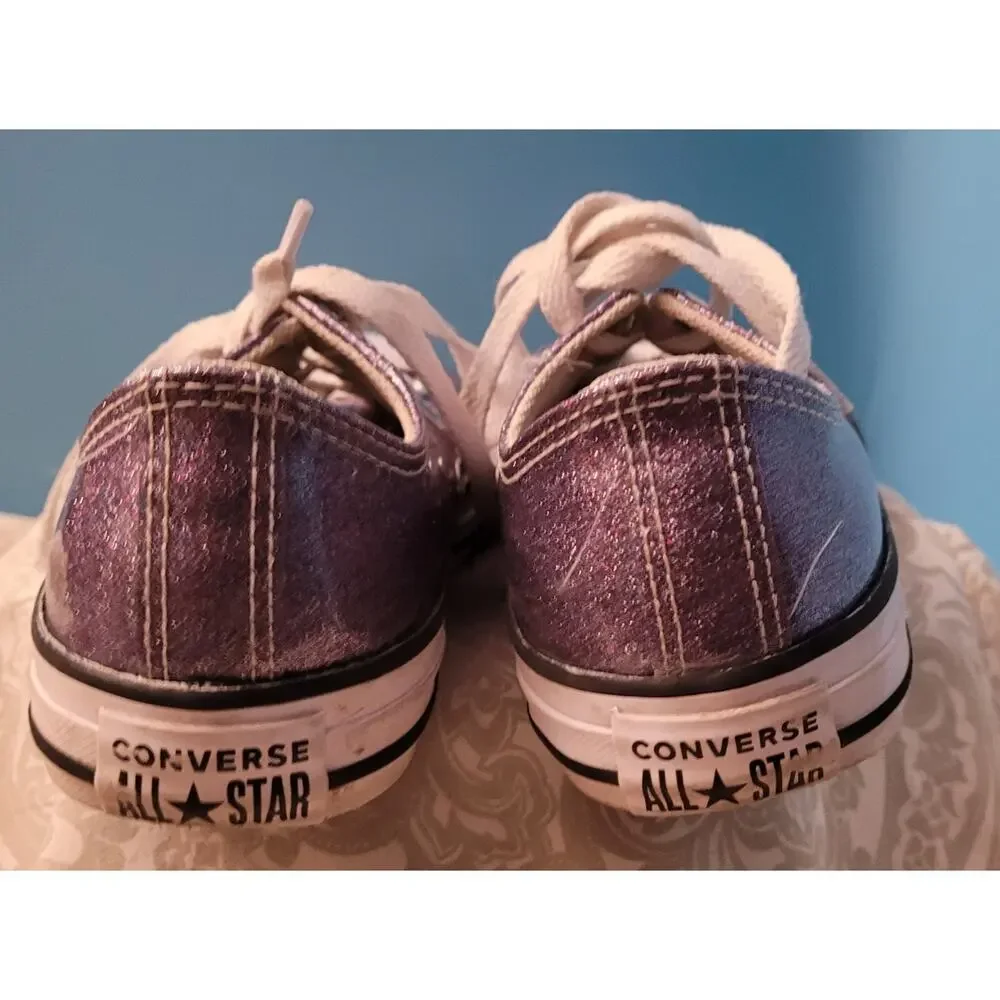 Junior Size 3 All Star Converse Low Top Purple Sparkle Junior Size 3 EUC